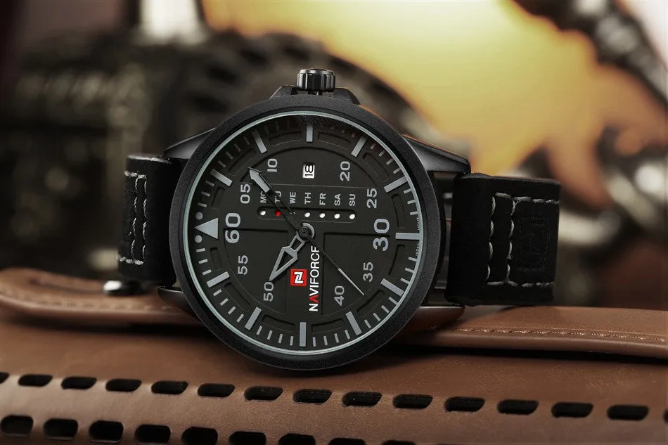 NAVIFORCE Top Brand Luxury Men's Sports Watches Men Waterproof Quartz Watch Man Leather Military Wrist watch Relogio Masculino