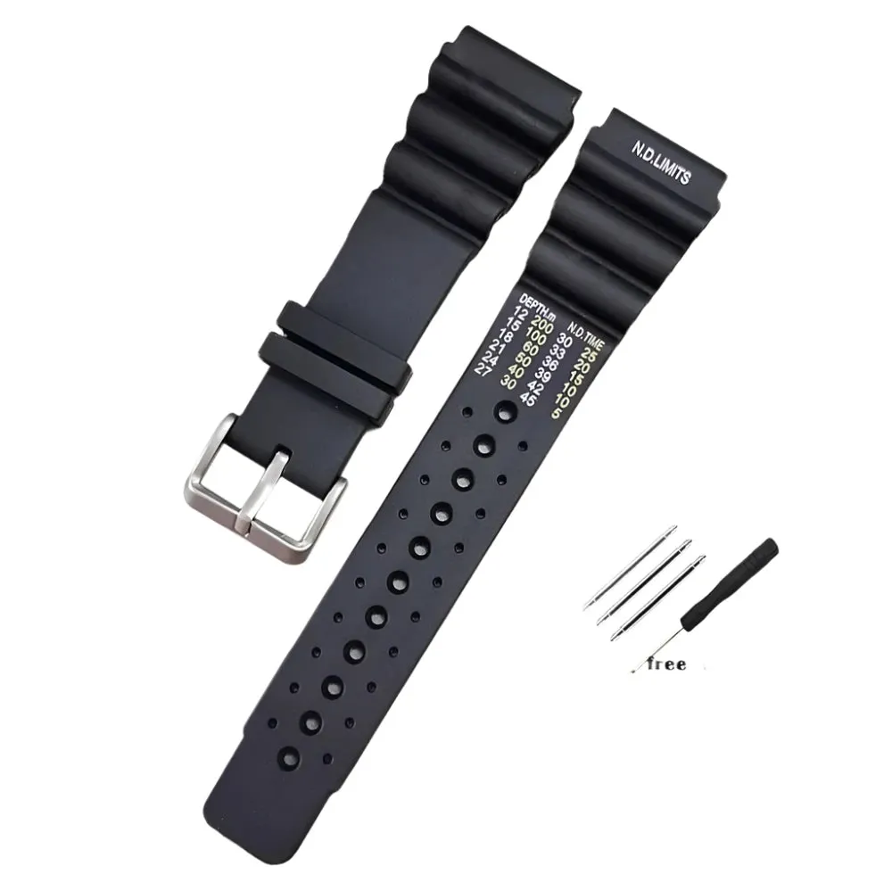 ND Limits Diver Rubber Silicone Strap for Seiko, Citizen, and Promaster