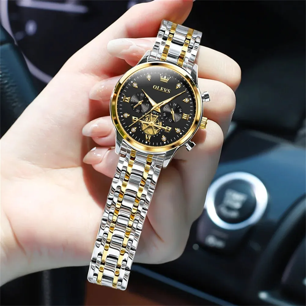 OLEVS Women's Elegant Fashion Quartz Watch | Multifunction Chronograph, Waterproof, Luminous Wristwatch