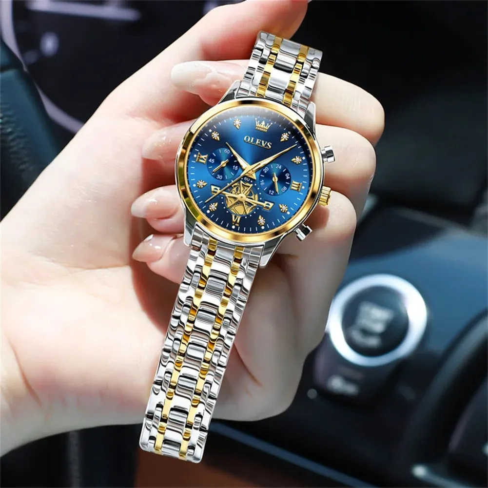 OLEVS Women's Elegant Fashion Quartz Watch | Multifunction Chronograph, Waterproof, Luminous Wristwatch