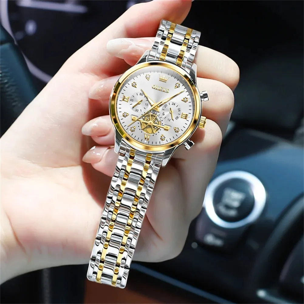 OLEVS Women's Elegant Fashion Quartz Watch | Multifunction Chronograph, Waterproof, Luminous Wristwatch