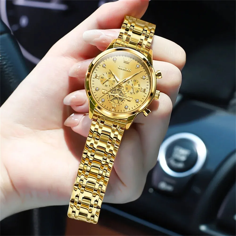 OLEVS Women's Elegant Fashion Quartz Watch | Multifunction Chronograph, Waterproof, Luminous Wristwatch