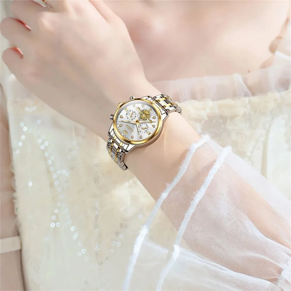 OLEVS Women's Elegant Fashion Quartz Watch | Multifunction Chronograph, Waterproof, Luminous Wristwatch