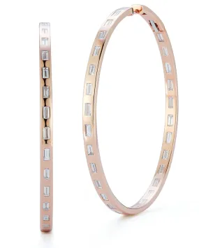 Ottoline Rose Gold and Diamond Baguette Round Hoop Earrings