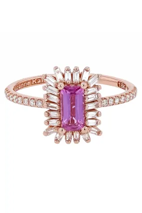 Pink Sapphire and Diamond Ring