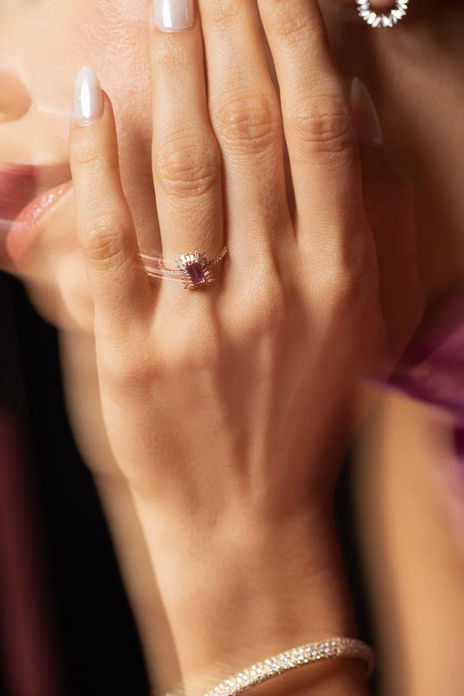 Pink Sapphire and Diamond Ring