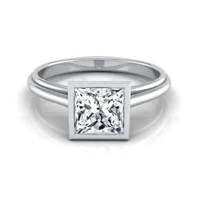 Platinum Princess Cut  Bezel Halo Cathedral Solitaire Engagement Ring