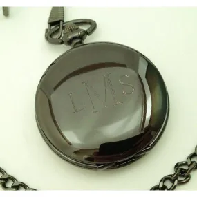 Pocket Watch Gunmetal Finish Personalized