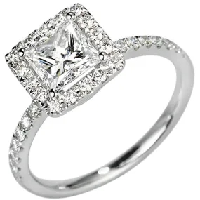 Princess Cut Lab Grown Diamond Halo Engagement Ring