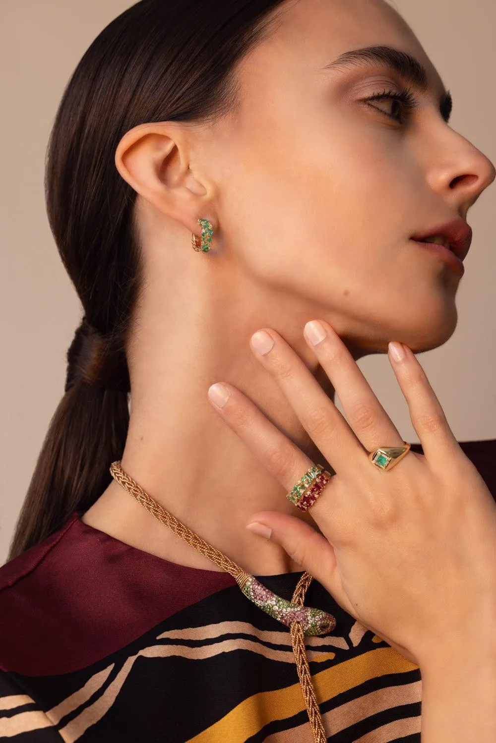 Princess Cut Mini Emerald Hoop Earrings