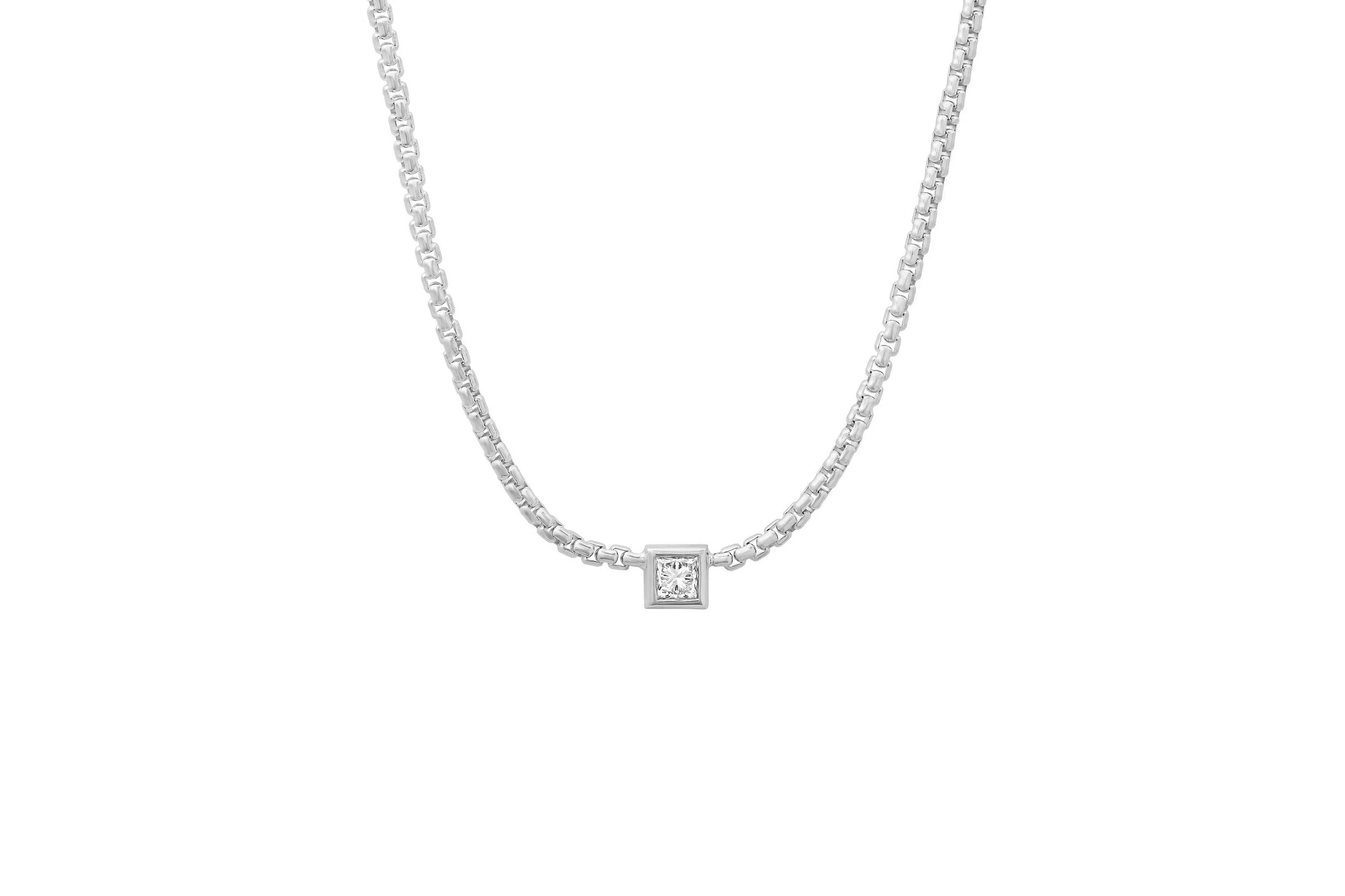 Princess Diamond Boxchain Necklace