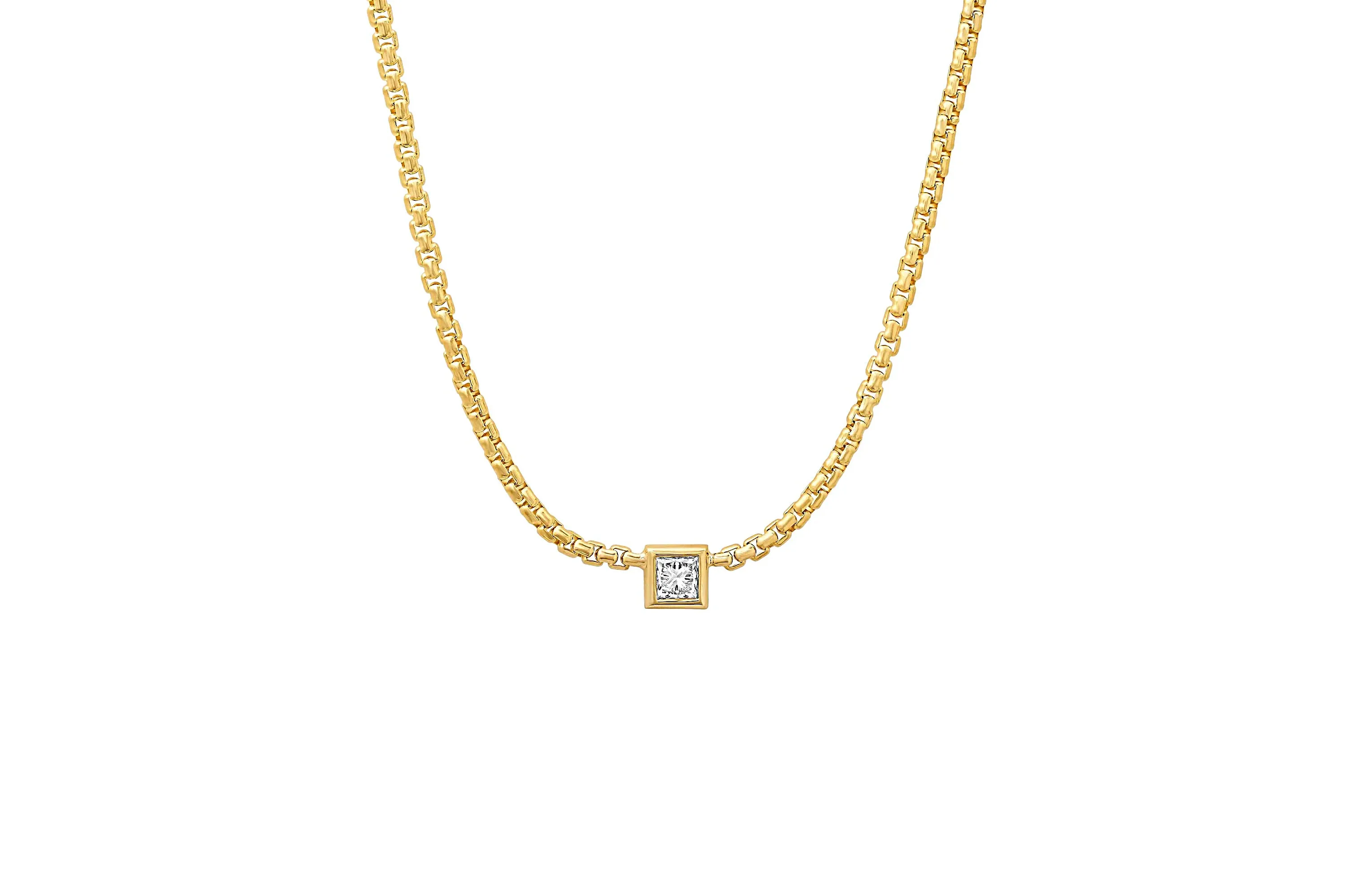 Princess Diamond Boxchain Necklace