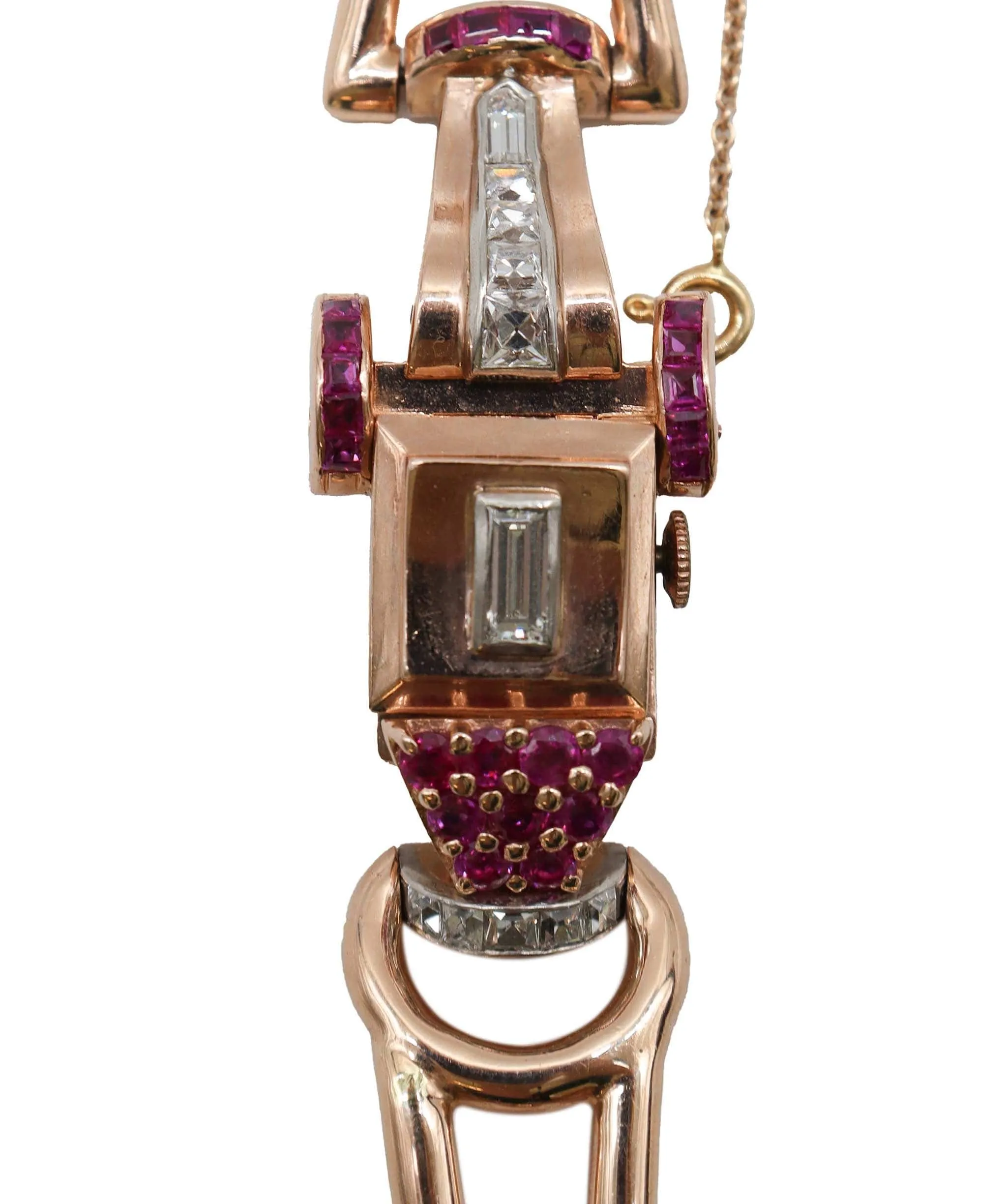 Retro Rose Gold Secret Watch with Diamonds and Rubies HN053 DXBS2503