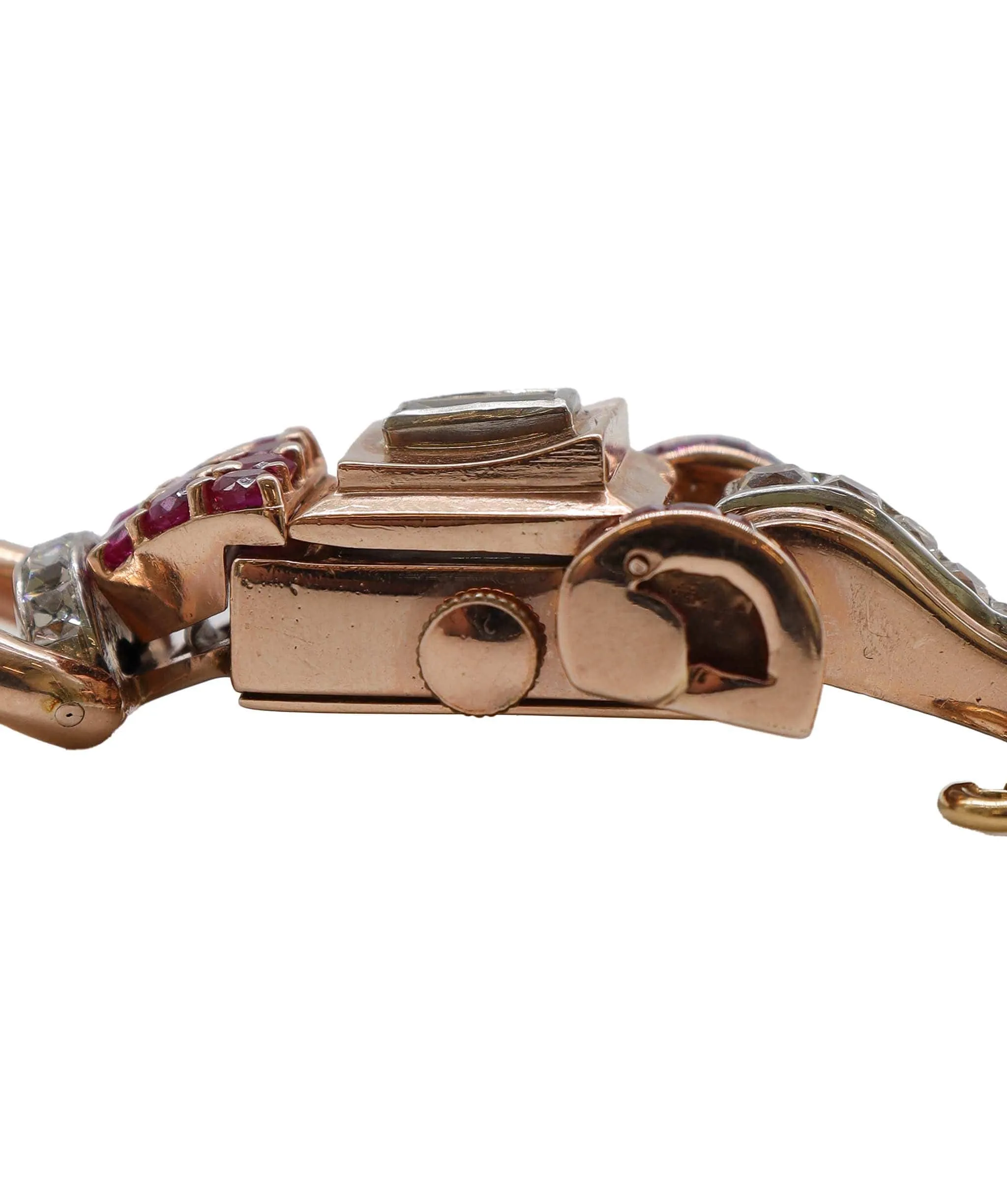 Retro Rose Gold Secret Watch with Diamonds and Rubies HN053 DXBS2503
