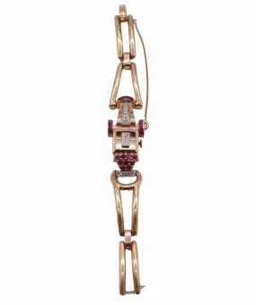 Retro Rose Gold Secret Watch with Diamonds and Rubies HN053 DXBS2503