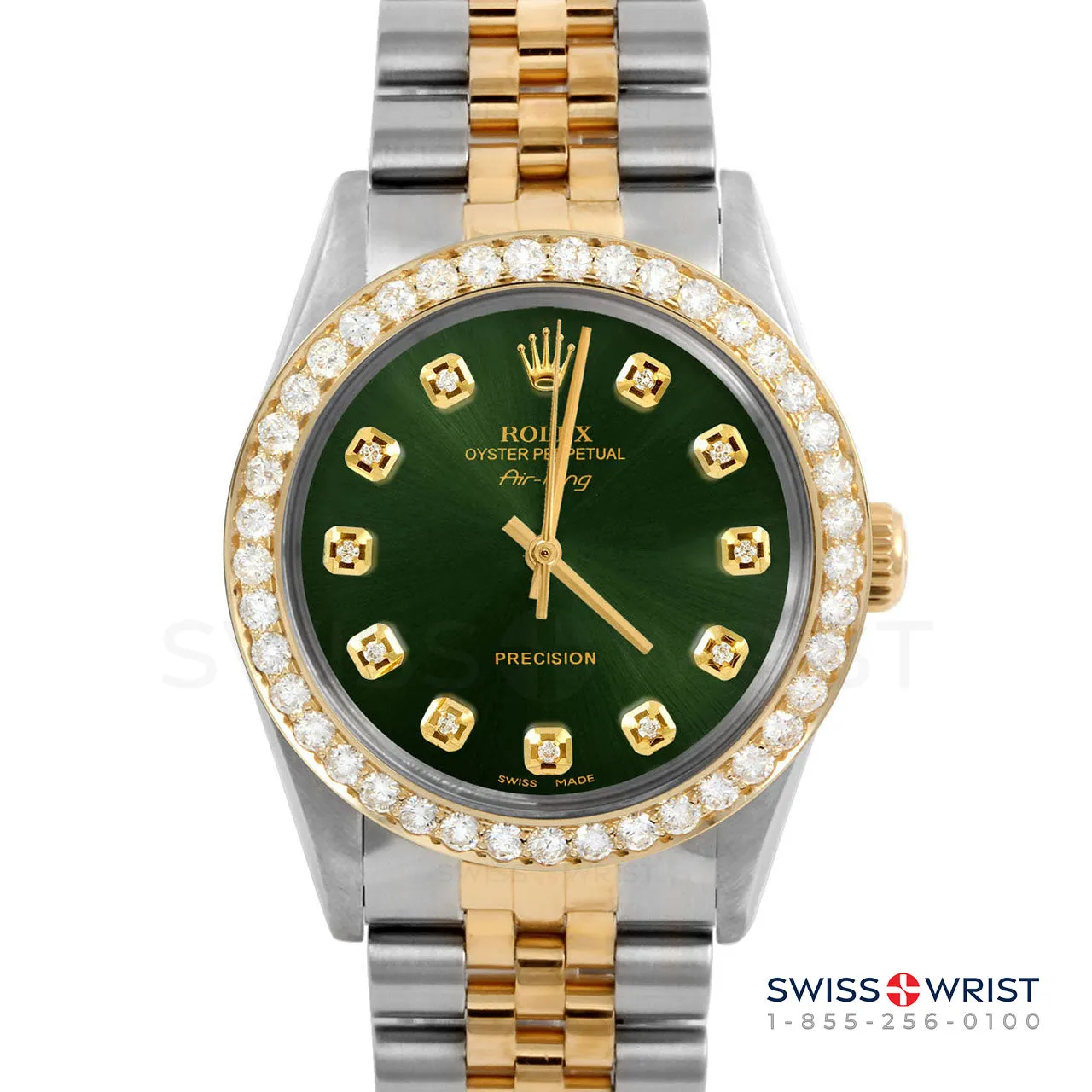 Rolex Air King 34mm | 5500-TT-GRN-DIA-AM-2CT-JBL