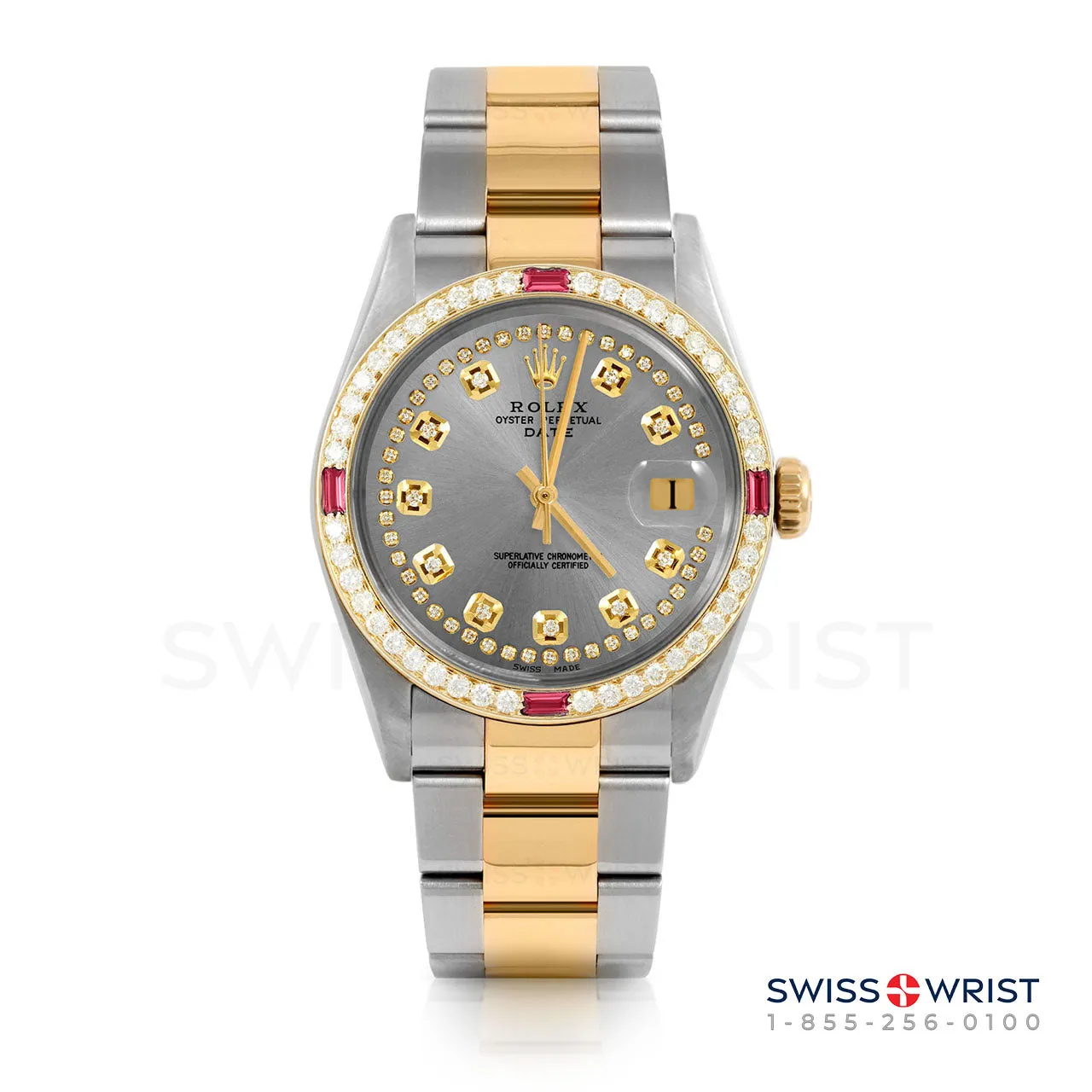 Rolex Date 34mm | 1500-TT-SLT-STRD-4RBY-OYS