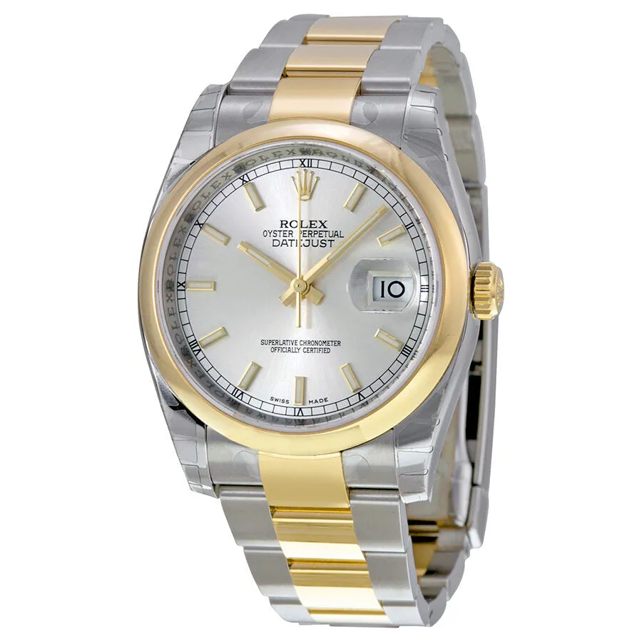 Rolex Datejust 36 Silver Dial Stainless Steel and 18K Yellow Gold Oyster Bracelet Automatic Men's Watch 116203SSO