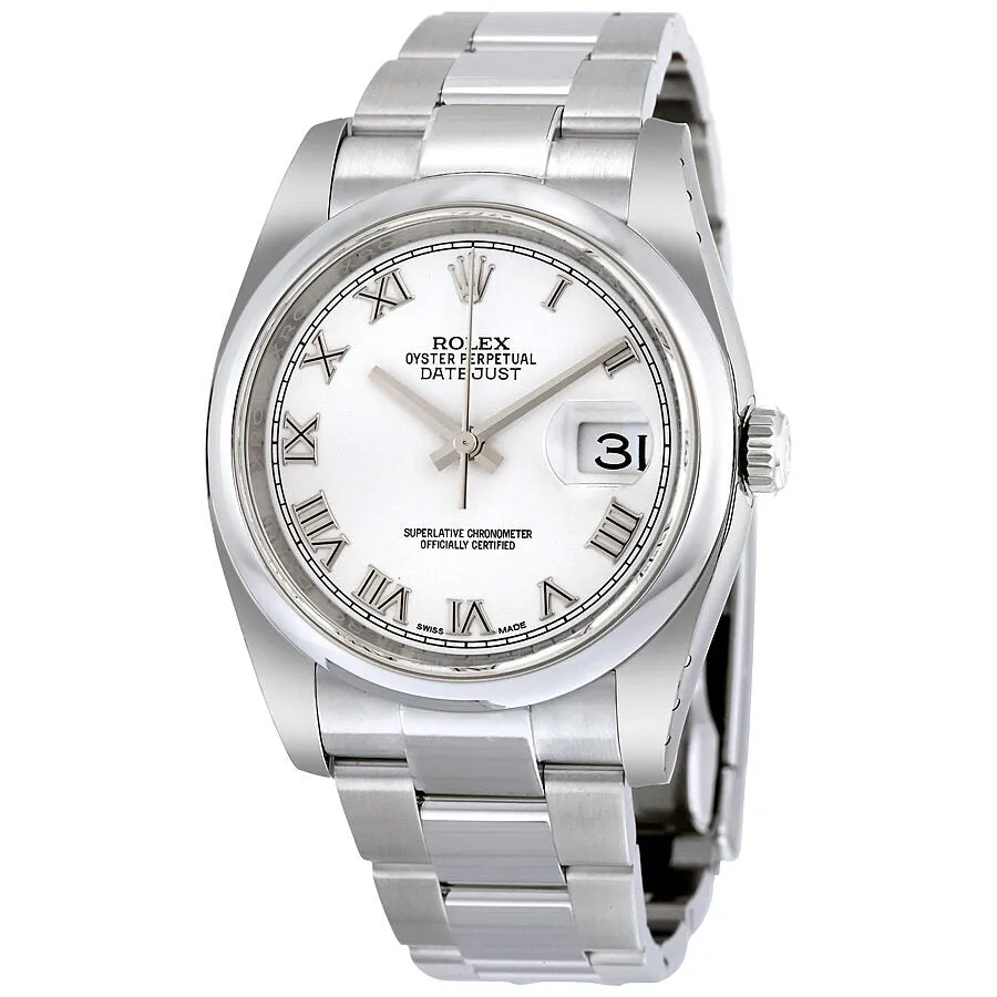 Rolex Datejust 36 White Dial Stainless Steel Oyster Bracelet Automatic Men's Watch 116200WRO 116200-WRO