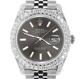 Rolex Datejust 4.4CT Diamonds Watch With Gray Stick Dial  TFJ-142508222