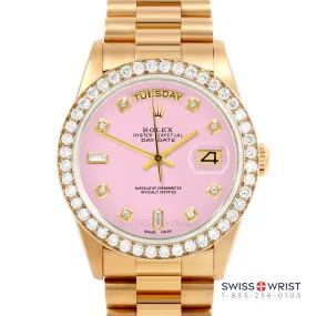 Rolex Day-Date 36mm | 18038-PNK-DIA-AM-25CT-PRS
