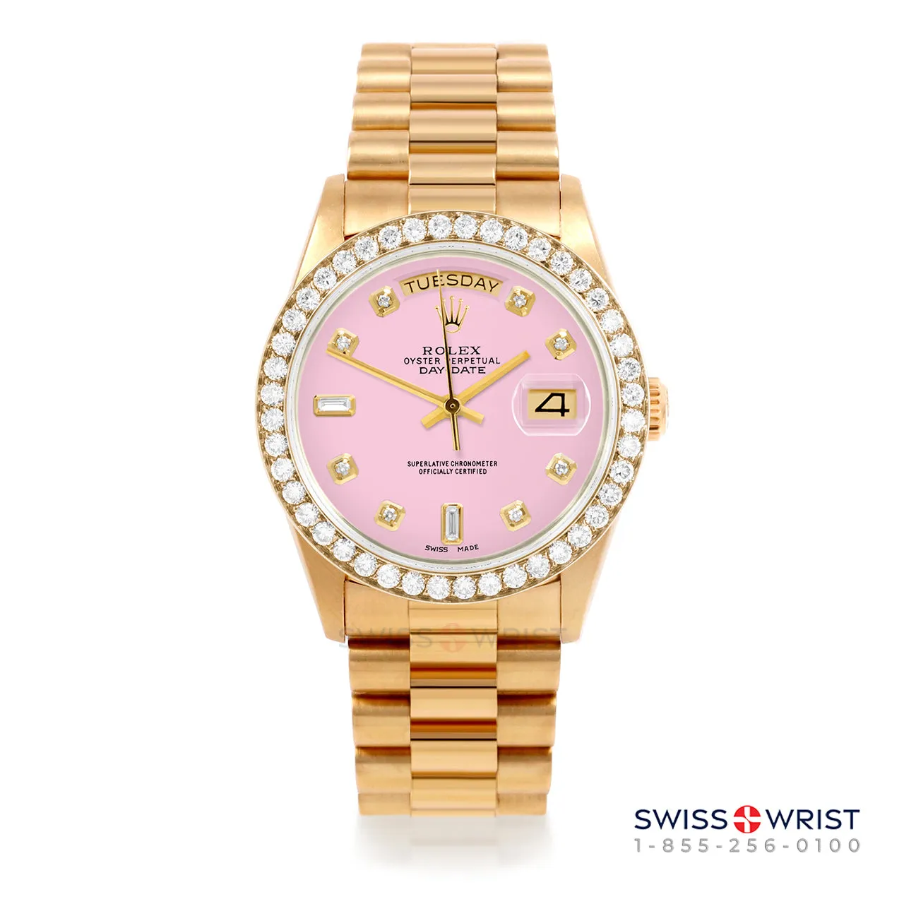 Rolex Day-Date 36mm | 18038-PNK-DIA-AM-25CT-PRS