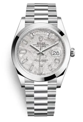 Rolex Day Date 40 Meteorite Diamond Dial Automatic Men's Platinum President Watch 228206MTDP