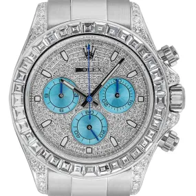 Rolex Daytona 18ct White Gold Diamond Set with Diamond Paved Dial and Blue Sub Dials 116509