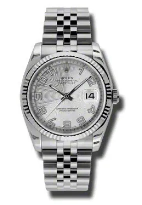 Rolex Oyster Perpetual 36 mm Silver Concentric Dial Stainless Steel Jubilee Bracelet Automatic Men's Watch 116234SCAJ