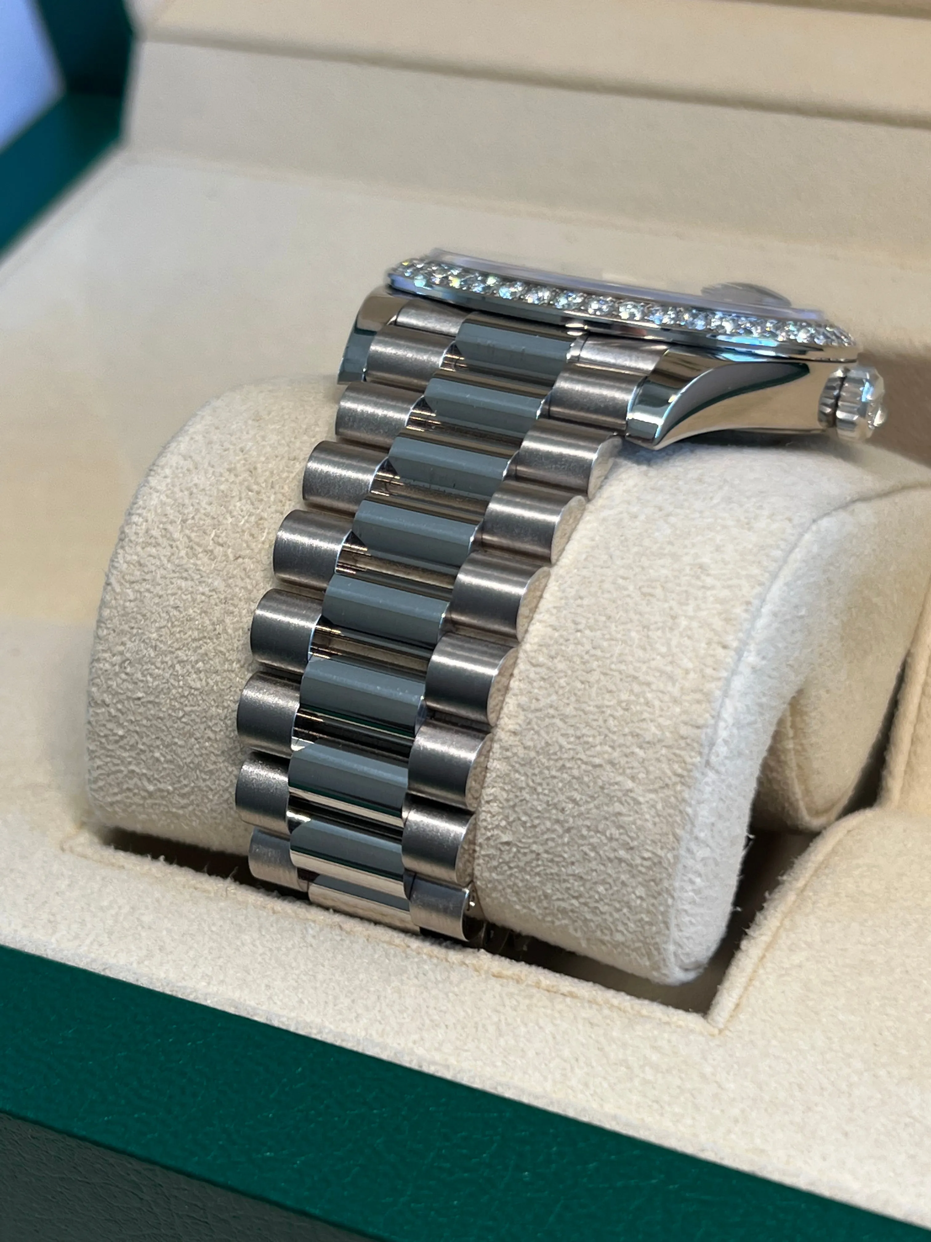 Rolex - Unworn White Gold Day-Date Presidential Black Baguette Dial Diamond Bezel 228349RBR