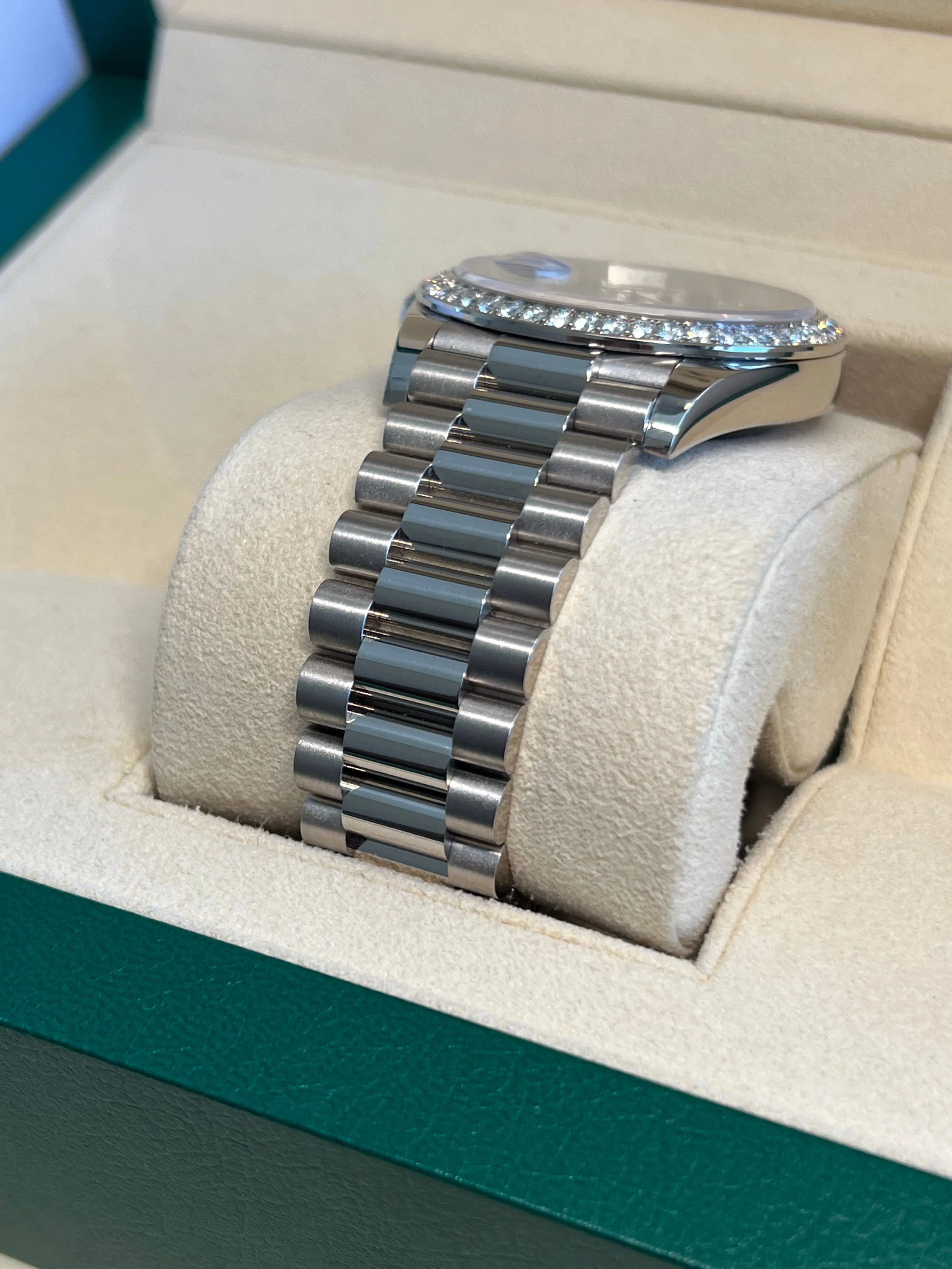 Rolex - Unworn White Gold Day-Date Presidential Black Baguette Dial Diamond Bezel 228349RBR