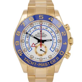 Rolex Yacht-Master II 18K Yellow Gold Blue Regatta 44mm Oyster Watch 116688