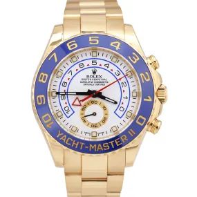 Rolex Yacht-Master II White 18K Yellow Gold 44mm Blue Ceramic Dive Watch 116688