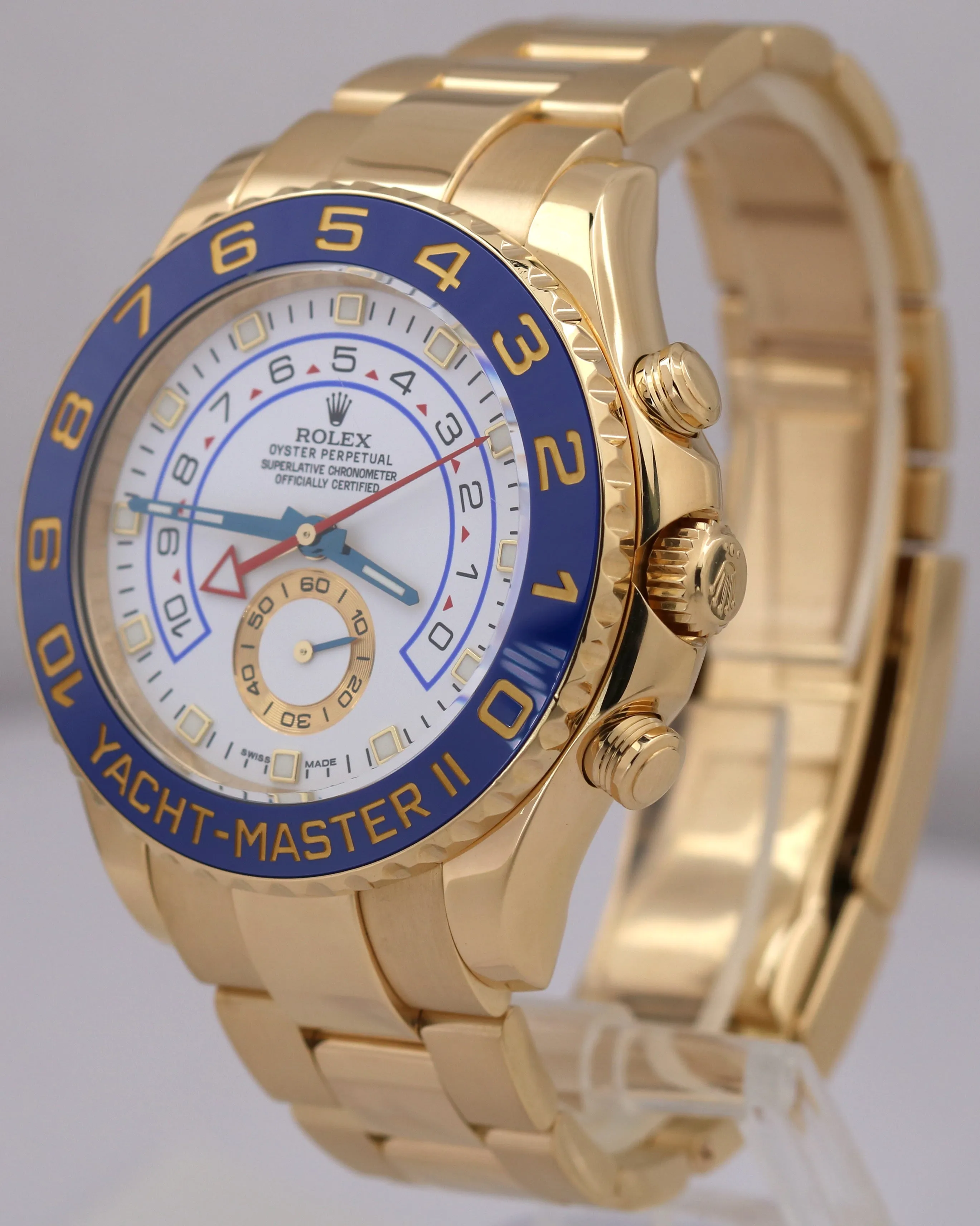 Rolex Yacht-Master II White 18K Yellow Gold 44mm Blue Ceramic Dive Watch 116688