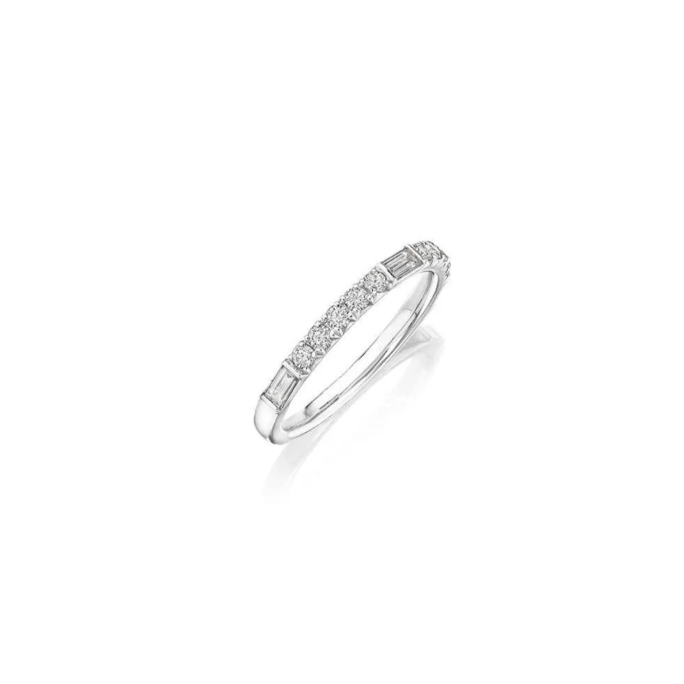 Round Brilliant and Baguette Diamond Band