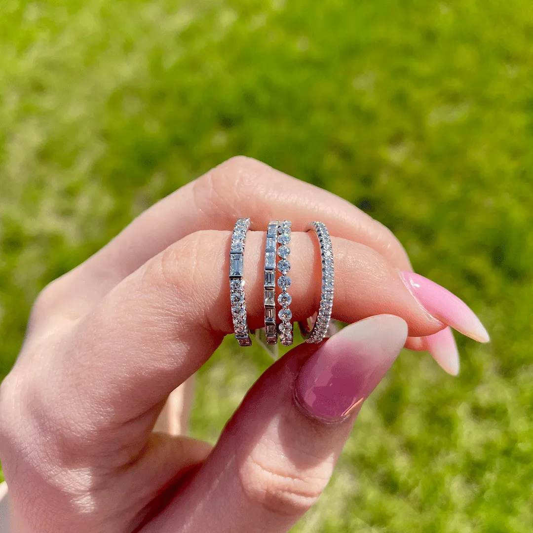 Round Brilliant and Baguette Diamond Band