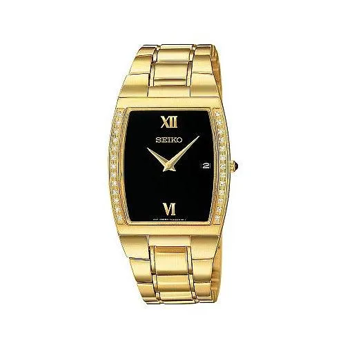 Seiko Men's Gold Quartz Diamond Watch SKP322