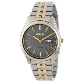 Seiko Men's Two Tone Day Date Quartz Solar Watch SNE042