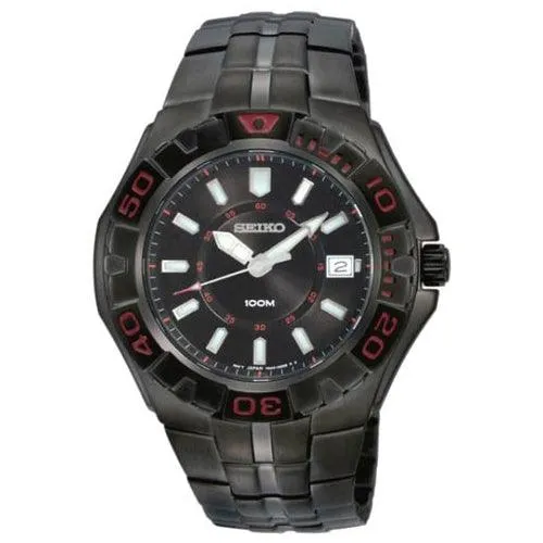 Seiko SGEE57 Men's Black Ionic Plated Unidirectional Rotating Bezel Watch