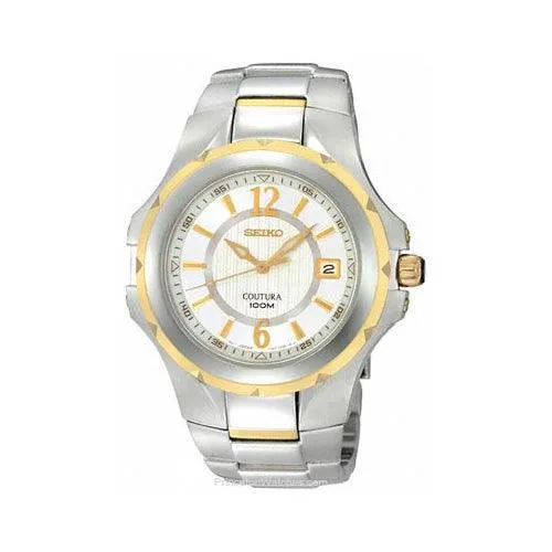 Seiko SGEE68 Men's Coutura Two Tone Gold Plated White Dial Watch