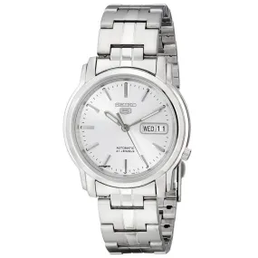 Seiko SNKK65 Men's Seiko 5 Automatic Silver Tone Dial Steel Bracelet Watch