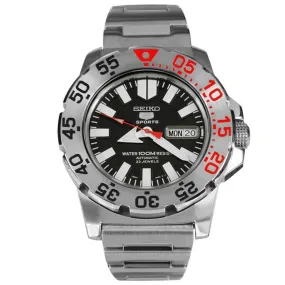Seiko SNZF47 Men's 5 Sports Automatic Black Dial Stainless Steel Bracelet Day Date Watch
