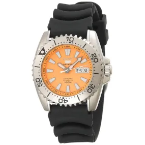 Seiko SNZG49 Men's Seiko 5 Automatic 23 Jewels Orange Dial Polyurethane Rubber Strap Sports Watch