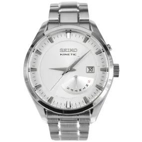 Seiko SRN043 Men's Classic Kinetic Silver Dial Stainless Steel Bracelet Watch