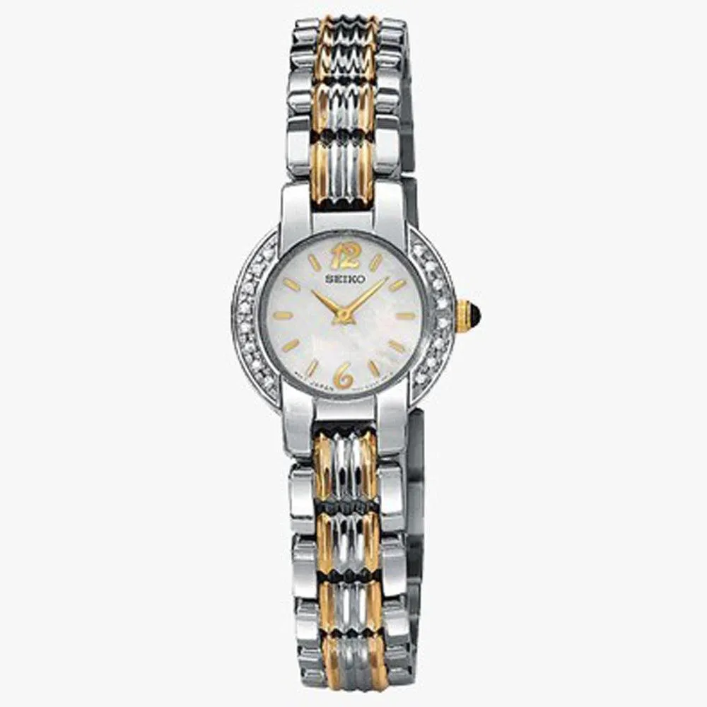 Seiko SUJC43 Women's Dress MOP Dial Two Tone Steel Bracelet Diamond Watch