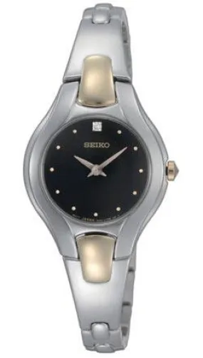 Seiko SUJF87 Women's Two Tone Black Dial Diamond Watch