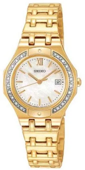 Seiko SXDB34 Women's Slimline Diamond Gold Tone Watch