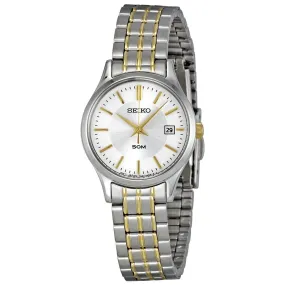 Seiko SXDC39 Women's Dress Silver Tone Dial Quartz Stainless Steel Bracelet Watch
