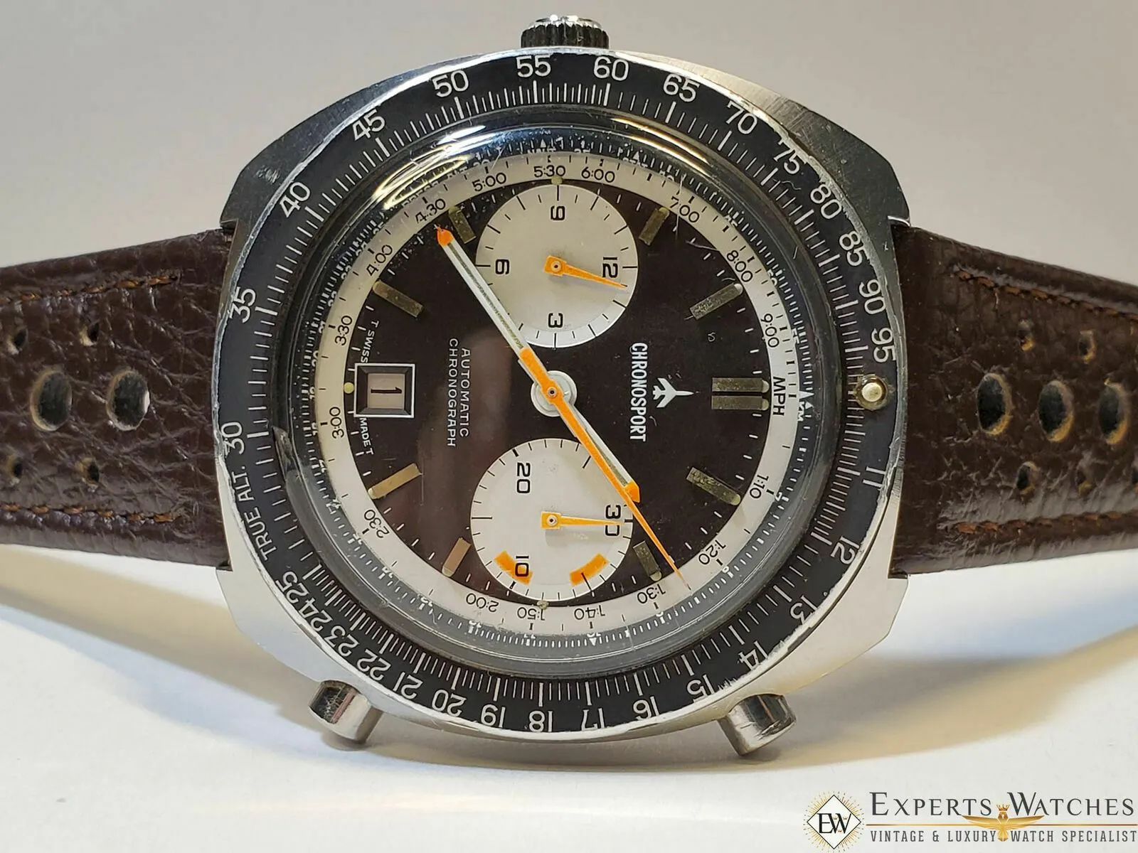 Serviced Vintage ChronoSport Chronograph Automatic Calibre 12 11 Orange Autavias