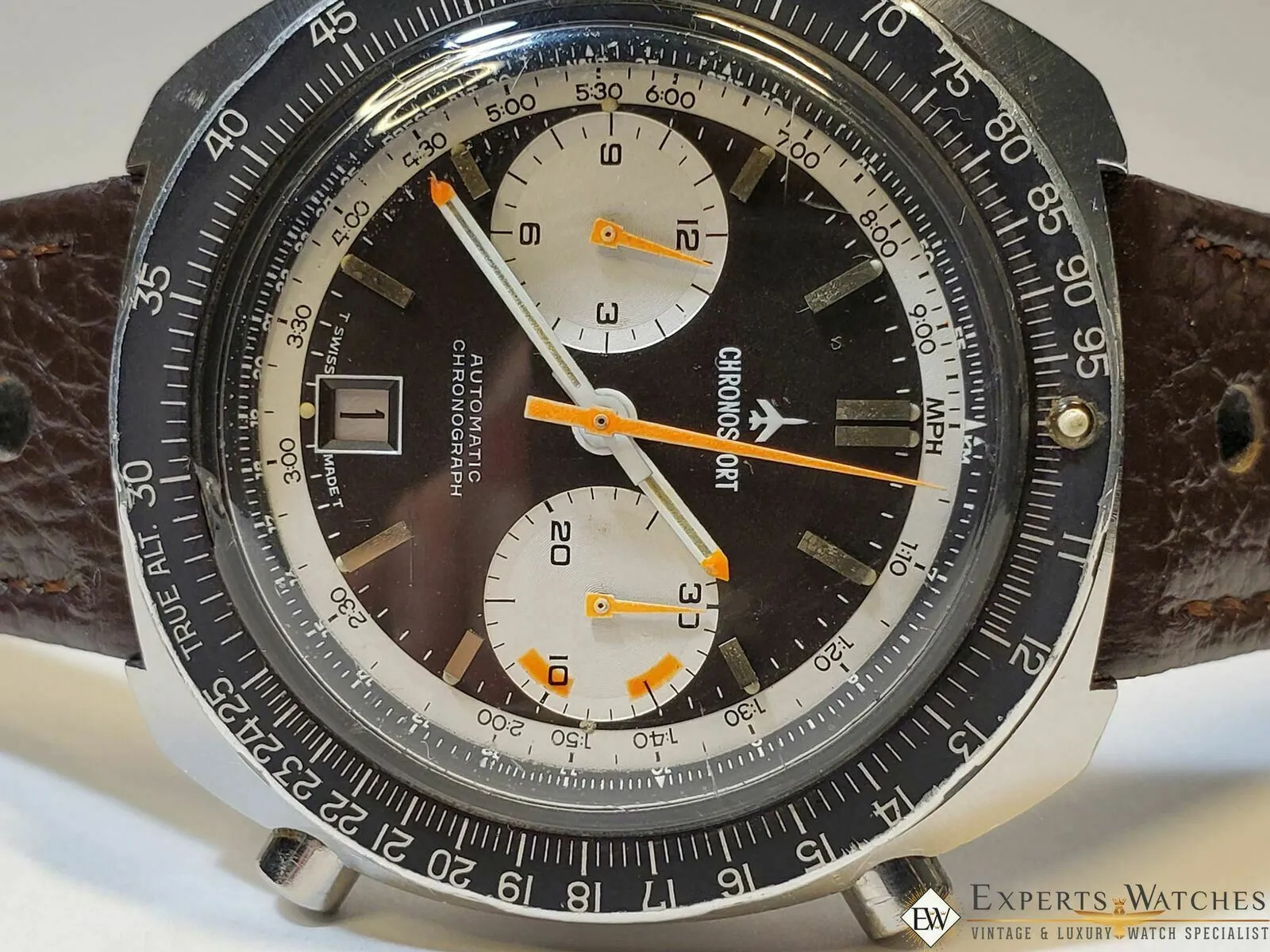 Serviced Vintage ChronoSport Chronograph Automatic Calibre 12 11 Orange Autavias